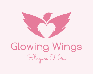 Pink Heart Eagle Wings logo design