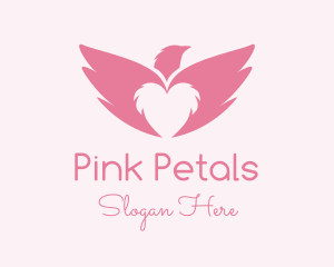 Pink Heart Eagle Wings logo design