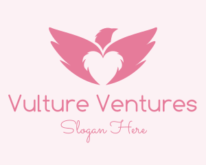 Pink Heart Eagle Wings logo design