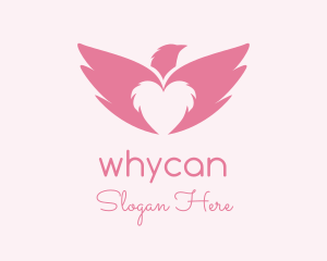 Falcon - Pink Heart Eagle Wings logo design