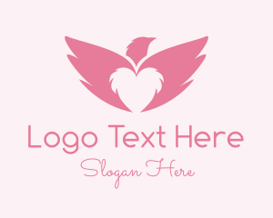 Love - Pink Heart Eagle Wings logo design