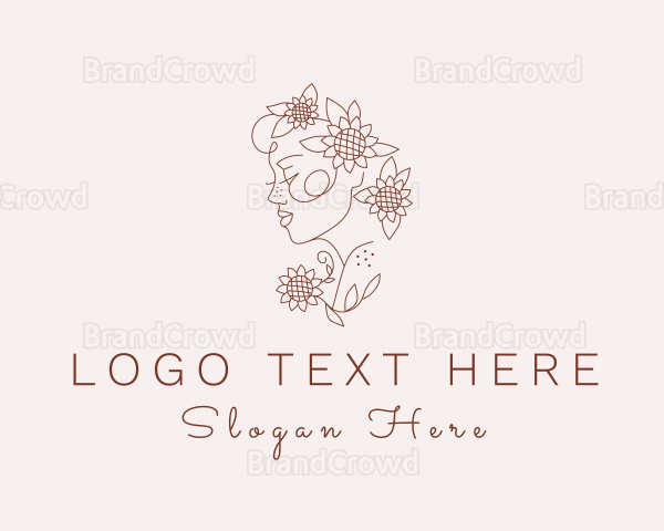 Sunflower Woman Beauty Logo