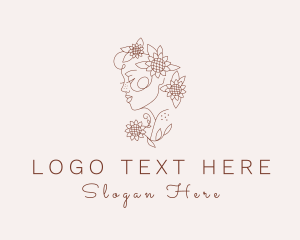 Girl - Sunflower Woman Beauty logo design