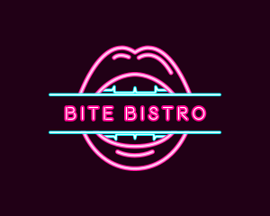 Bite - Erotic Lips Mouth Neon logo design