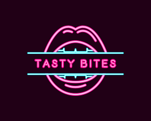 Erotic Lips Mouth Neon logo design