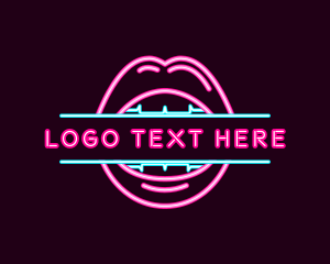 Teeth - Erotic Lips Mouth Neon logo design