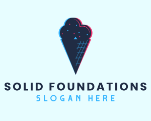 Cold Ice Cream Glitch Logo