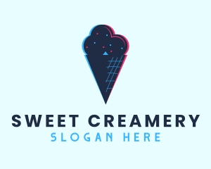 Cold Ice Cream Glitch logo design