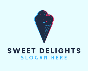 Cold Ice Cream Glitch logo design