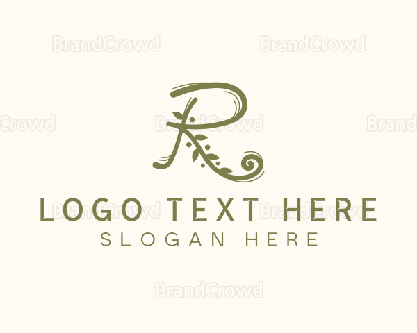 Organic Leaf  Garden Letter R Logo