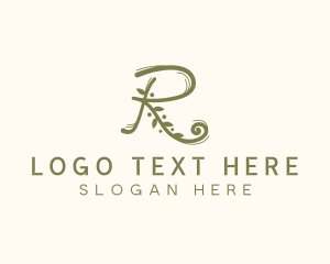 Letter R - Organic Leaf  Garden Letter R logo design