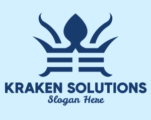 Kraken - Blue Octopus Tentacles logo design