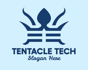 Blue Octopus Tentacles  logo design