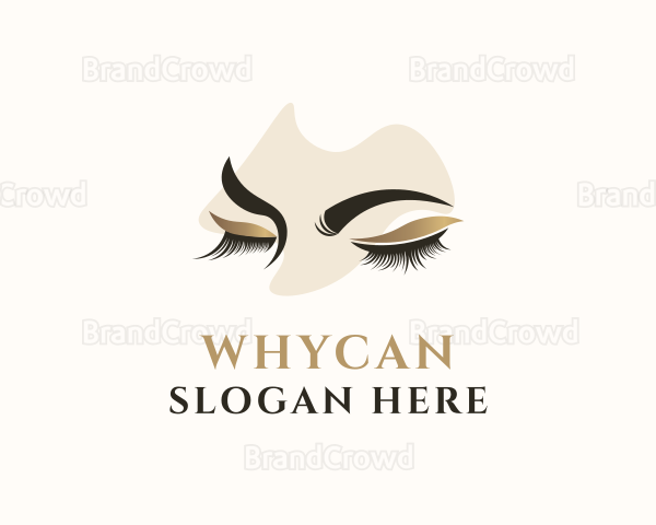 Gold Eyelashes Beauty Logo