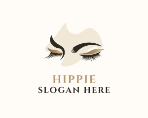 Gold Eyelashes Beauty Logo