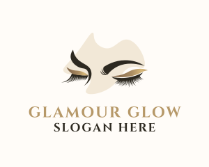 Eyeshadow - Gold Eyelashes Beauty logo design