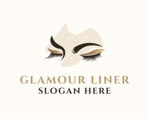 Eyeliner - Gold Eyelashes Beauty logo design