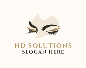 Gold Eyelashes Beauty logo design