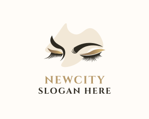 Gold Eyelashes Beauty logo design