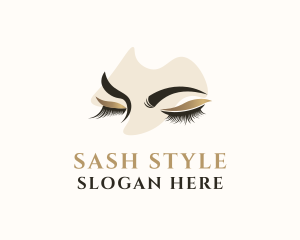 Gold Eyelashes Beauty logo design