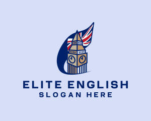 English - Clock Tower Flag logo design