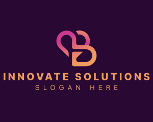 Start Up - Love Heart Letter B logo design