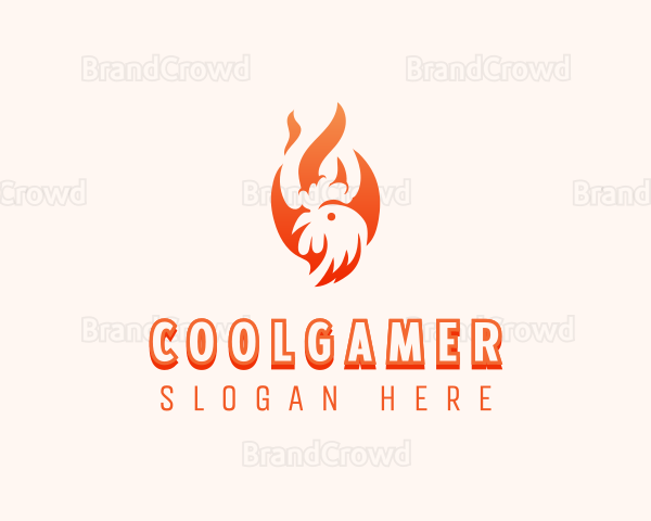 Flaming Chicken Barbecue Grill Logo