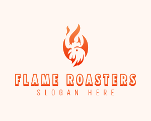 Roasting - Flaming Chicken Barbecue Grill logo design