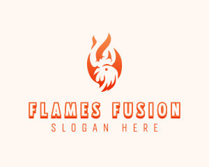 Flaming Chicken Barbecue Grill logo design