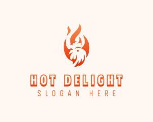 Flaming Chicken Barbecue Grill logo design