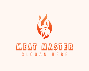 Flaming Chicken Barbecue Grill logo design