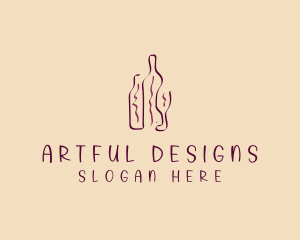 Wine Beverage Bottle logo design