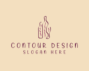 Wine Beverage Bottle logo design