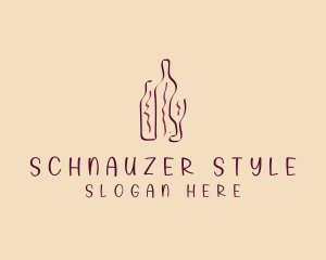 Wine Beverage Bottle logo design