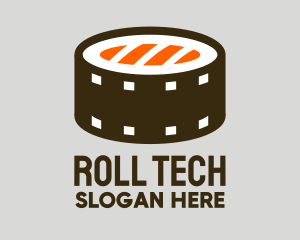 Roll - Sushi Roll Film Reel logo design