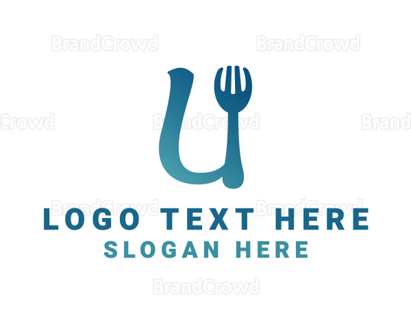 Restaurant Utensils Letter U Logo
