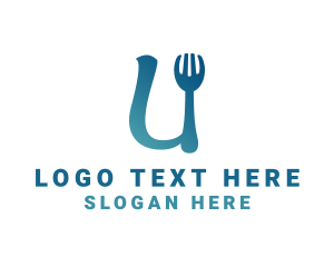 Restaurant Utensils Letter U logo design