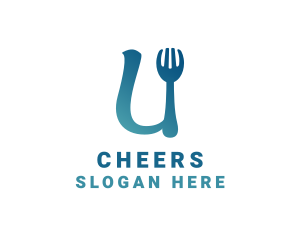 Restaurant Utensils Letter U Logo