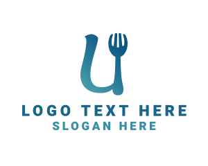 Fork - Restaurant Utensils Letter U logo design