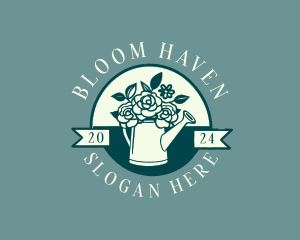 Flower Gardening Watering Can logo design