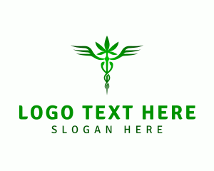 Healthcare - Marijuana Weed Caduceus logo design