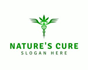 Herbalist - Marijuana Weed Caduceus logo design