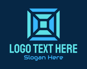 Square - Blue Geometric Software Technology logo design