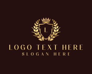 Luxurious - Crown Wreath Shield logo design