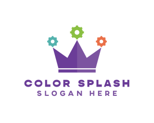 Colorful Gear Crown logo design