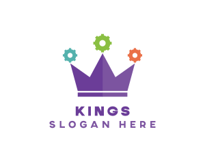 Colorful Gear Crown logo design