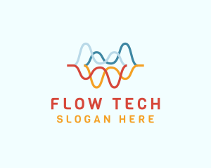 Flow - Colorful Water Wave logo design