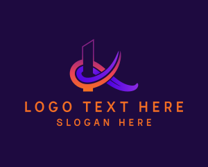 Social Media - Ribbon Loop Letter K logo design