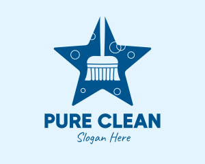 Star Cleaning Broom Mop logo design