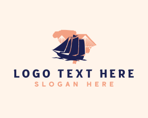 American - South Carolina Sail Ship logo design